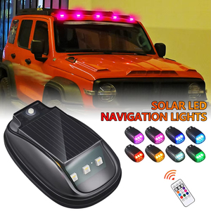 Solar LED Roof Marker Light <b>Wireless</b> Remote <b>Control</b> No Drill Black ABS Cab Light <b>for</b> Truck SUV Pickup - Product Image 1
