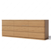 Commode à 9 tiroirs en bois massif FERLY, style moderne minimaliste, chêne naturel, large commode de rangement pour chambre à coucher