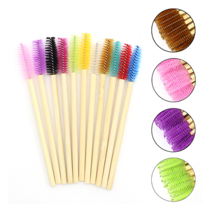 แปรงมาสคาร่าด้ามไม้ไผ่แบบใช้แล้วทิ้ง 50 ชิ้น สำหรับต่อขนตาและปัดคิ้ว - Product Image 1