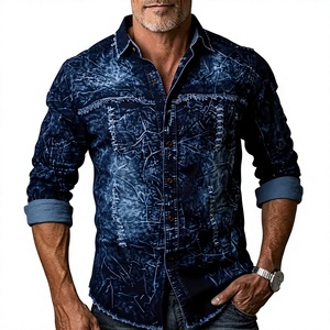Chemise en jean respirante pour homme TRIBON SPORTS, coupe ajustée, manches longues, décontractée, boutonnée, en coton, pour usage quotidien, logo personnalisé OEM ODM - Product Image 1