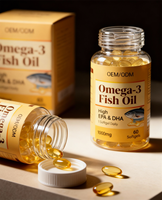 Gélules d'huile de poisson oméga 3 sauvage, marque personnalisée OEM ODM, haute concentration EPA DHA, GMP HALAL, vente en gros