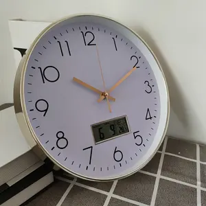 The Wall Clock 12 Inch Quartz Wall Clock With LCD Calendars And Temperature