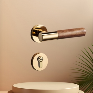 Modern European Kitchen <strong>Door</strong> Lever Satin Aluminium Knurled Wood Handle Premium Brass for Home Hotel Office Apartment Villa Use - Product Image 2