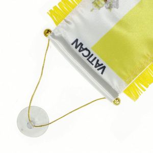 Custom VATICAN Satin Pennant Flag Car Mini Flag <b>Banner</b> with Yellow Tassels - Product Image 3