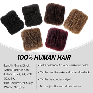 <span class=keywords><strong>Extensiones</strong></span> de Cabello Humano 100% Afro Kinky, Sin Nudos, para Trenzas <span class=keywords><strong>Micro</strong></span> Twist, de 8 a 16 Pulgadas, 50g, para Rastas <span class=keywords><strong>Micro</strong></span> Twist - Product Image 6