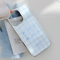 Coque de téléphone portable Iphone16 à carreaux bleu doré pour Apple/Huawei 15Pro Max 14 galvanoplastie 13 gouttes de colle 12 Plus A54s S23 Plus