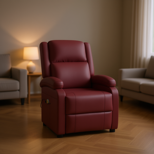 Fauteuil de massage réglable en similicuir rouge vin, massage complet du corps, usage domestique - Product Image 2