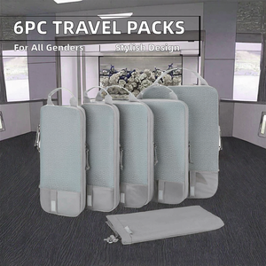 El mejor precio, cubos de embalaje de compresión de viaje de 6 piezas, organizador de almacenamiento de moda, bolsas de embalaje con cierre de cremallera hecho de poliéster - Product Image 3