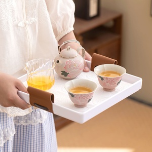 Juego de té pintado a mano, de cerámica para el hogar, estilo kung fu, con decoración bajo esmalte de peonía de madera, juego pequeño de una tetera y dos tazas. - Product Image 1