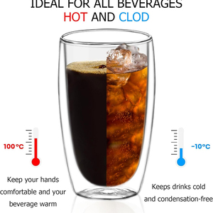 Tazze da Caffè in Vetro a Doppia Parete Senza Foro sul Fondo, Set di 2 Tazze Isolate in Borosilicato per Espresso, Latte e Tè - Product Image 6