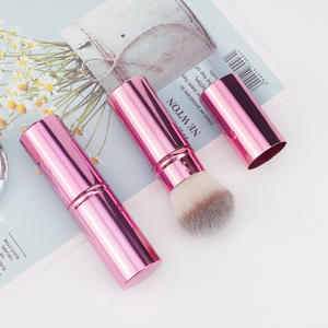 Pinceau plat rétractable portable en cuivre noir avec manche en métal pour le maquillage, le fond de teint, le blush et la poudre, de qualité supérieure, avec remise sur les achats multiples - Product Image 6