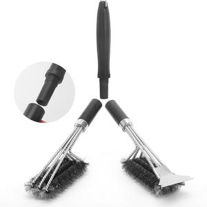 Custom Stainless Steel <b>BBQ</b> Grill Cleaning <b>Brush</b> Set 4-Piece Heavy-Duty With Three-Headed <b>Wire</b> <b>Brush</b> For Outdoor Cooking Baking - Product Image 5