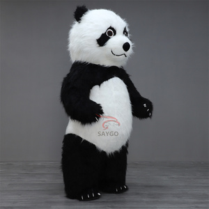 Fantasia Inflável de Panda com Pelo Longo, Cosplay de Panda Vermelho para Eventos de Carnaval, Publicidade, Mascote Gigante - Product Image 1