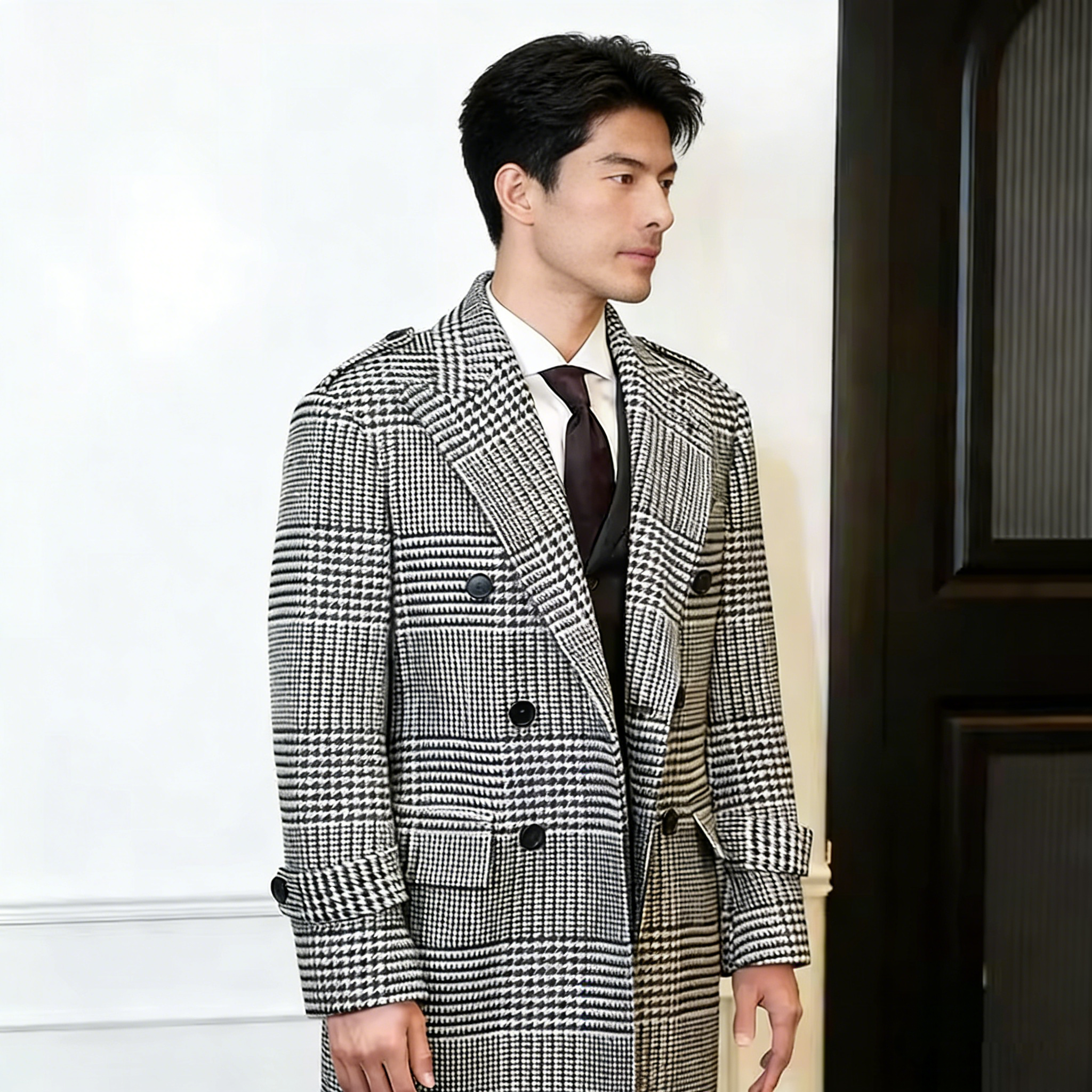 Low Price Houndstooth Coat Warm 100% Wool Material | Alibaba.com