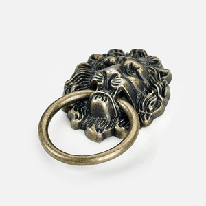 Lion Head <b>Handle</b> Zinc Alloy Bronze Cabinet <b>Door</b> <b>Pull</b> Ring Traditional Decorative Furniture Hardware - Product Image 1
