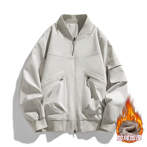 Customized logo Jacket men's baseball collar 2025 autumn and winter new men's big <b>pockets</b> Korean leisure personality handsome - Product Image 2