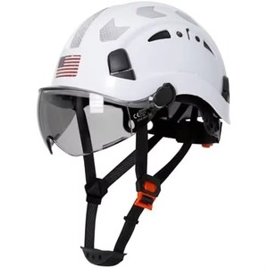 Casque de sécurité noir de type V avec visière transparente et décalque drapeau américain, construction sans fentes, suspension à 6 points - Product Image 6