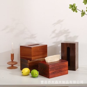 Boîte à mouchoirs en bois 22x12x9 cm, rangement de bureau carré pour mouchoirs extractibles, utilisation à la maison ou au bureau - Product Image 4