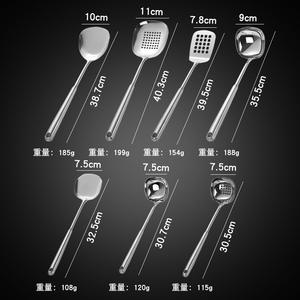 Ensemble de cuillères de cuisine en acier inoxydable, 4 pièces, manche long, ustensiles de cuisine résistants à la chaleur pour Wok, écumoire, spatule - Product Image 3