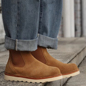 Bottes Chelsea en cuir véritable personnalisées pour hommes Semelle extérieure en <span class=keywords><strong>mousse</strong></span> de caoutchouc Hauteur cheville Style occidental pour bottes d'hiver - Product Image 1