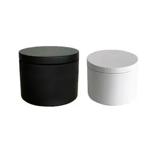 Hot Sale 4oz 8oz Round Empty Metal Matt Black White Gole Candle Tin Packing Soy Wax Candle Tin Jar Wood Grain Printed With Lid