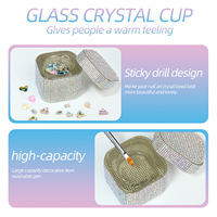 Nouveau Design Diamant Cristal Verre Dappen Plat Tasse avec Brosse Stylo Lavage Stockage pour Acrylique Poudre Liquide Manucure Nail Art Outil