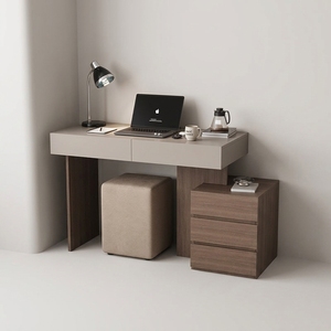 Scrivania Minimalista in Stile Italiano per Ufficio Domestico, Design Moderno di Lusso Leggero, Sensazione Premium, Legno Massello, Scrivania da Sera con Spazio di Archiviazione, Personalizzabile - Product Image 2