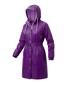 Women's Waterproof Raincoat Hooded Windbreaker <b>Coat</b> with <b>Clear</b> Visor Belted Long Sleeve Outdoor Weather Shield - Product Image 1