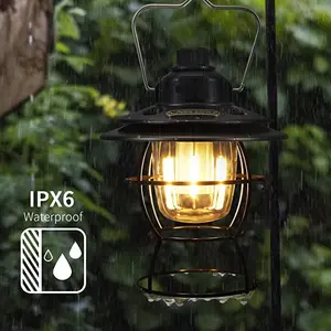 Lampe lanterne portable LED rechargeable pour l'extérieur lampe de tente rétro étanche équipement de pêche éclairage de voyage lumière de camping - Product Image 4