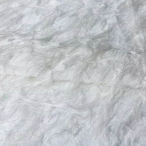 KEER pabrik kustom grosir TDR53N-L produk keluaran baru desain pola rumbai indah brokat rayon putih poliester kain jacquard tenun