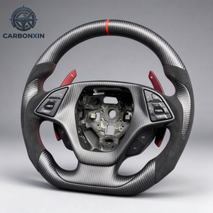 Volant personnalisé en fibre de carbone mate avec palettes de changement de vitesse pour Chevrolet Corvette C7, accessoires intérieurs - Product Image 2
