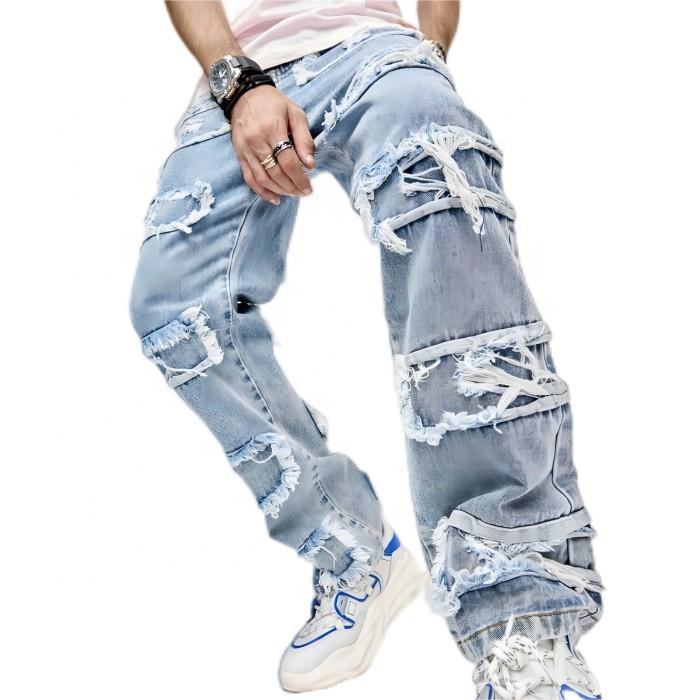 Factory Custom Cotton/spandex New Style Denim Pent Blue Plus Size Men's  Jeans Top Quality Baggy Jeans Men