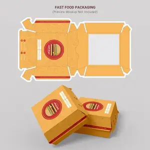Boîte à hamburgers en carton Kraft, biodégradable, Recyclable, écologique, personnalisé, avec LOGO imprimé