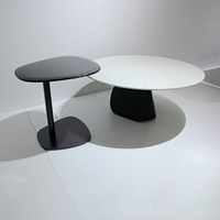 Ensemble de tables basses modernes de luxe en marbre, plateau rond en pierre blanche, table d'appoint noire