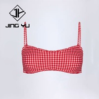 Professioneel badpak van bamboevezels, zacht badpak van stof, op maat gemaakte geruite bikini van gerecycled nylon