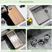 Évier de cuisine 33 pouces Topmount Drop in Workstation 16 Gauge Bol simple avec accessoires Acier inoxydable Gunmetal Gris