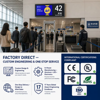 Sistema de Pantalla de Información de Vuelos Empotrada y Delgada, Terminal LCD FIDS de 120 mm de Profundidad con CMS para Terminal de Aeropuerto