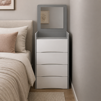 Coiffeuse simple en bois de style européen avec miroir LED et tiroirs silencieux, table de maquillage moderne et écologique pour chambre et hôtel