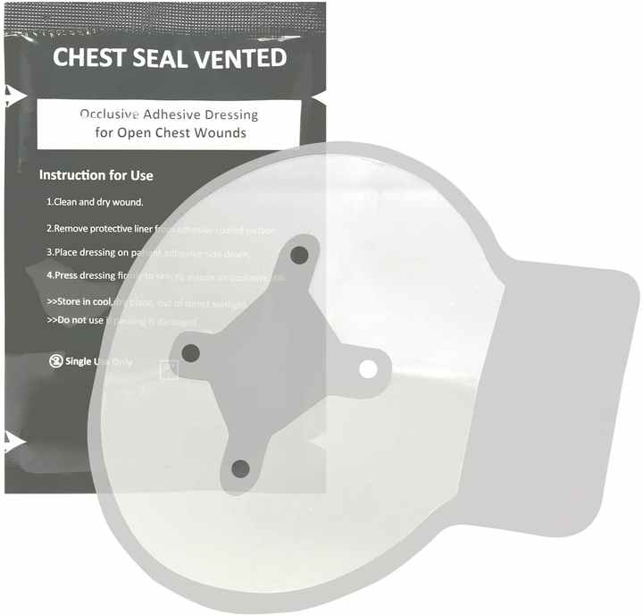 Dressing Ventilated Emergency Chest Seal for Open Chest Injuries