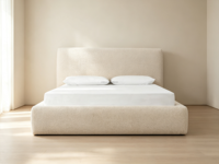 FERLY Cadre de lit rembourré moderne, texture bouclé, mobilier de chambre à coucher à profil bas