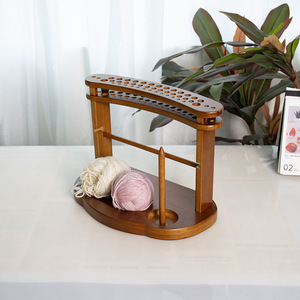 Wooden Yarn Holder Solid Wood Rotatable <b>Crochet</b> <b>Hook</b> Rack Desktop Storage Organizer Curved Shape Multipurpose - Product Image 1