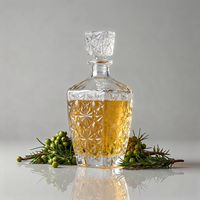 Carafe en verre super-flint gaufré 800ml 430ml 230ml avec bouchon en verre à ouverture simple, pour spiritueux, liqueur, whisky, luxe, personnalisable, vente en gros
