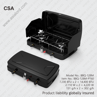 Barbecue portable pliable personnalisé à 2 brûleurs au propane et au butane, robuste, mini barbecue, cuisinière à gaz pour le camping en plein air