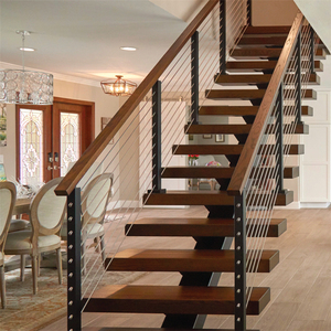 <span class=keywords><strong>Escalera</strong></span> Recta de Madera con Placa de Refuerzo, <span class=keywords><strong>Viga</strong></span> <span class=keywords><strong>Central</strong></span> y Peldaños de Madera - Product Image 3