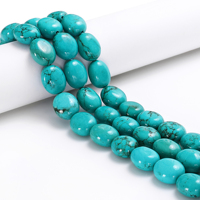 Perle turquoise 10x13mm 13x16mm bleu foncé vert Turquoise perles brins lisses pleine forme ovale perles de pierre pour la fabrication de bijoux