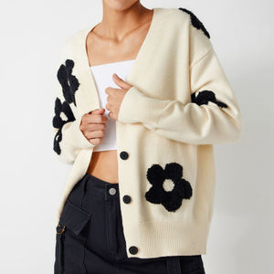 Suéter de Mujer con Logotipo Personalizado OEM y ODM, Patrón Bordado, Prenda de Punto, Suéter de Invierno, Cárdigan de Punto para Mujer - Product Image 2