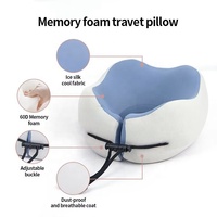 Oreiller de voyage ergonomique en mousse à mémoire de forme à enveloppement complet 360°, en tissu magnétique, léger, pour un sommeil profond, idéal pour avion et bureau