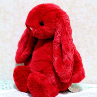 Jellcatt UK Lapin en peluche rouge vif aux oreilles tombantes, modèle Bashful Bunny, doux et rembourré, cadeau de Thanksgiving et des fêtes pour la famille