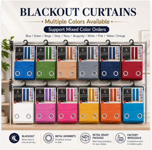 <span class=keywords><strong>Cortinas</strong></span> Opacas <span class=keywords><strong>para</strong></span> Ventanas con Ojales Metálicos Disponibles en Varios Colores, Paneles de Cortina que Oscurecen la Habitación <span class=keywords><strong>para</strong></span> Decoración del Hogar - Product Image 1