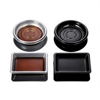 Plateau à sauce pour sushi en plastique, récipient à condiments pour boîte à sushi à emporter, 4 styles, rond, carré, blanc, noir, empilable